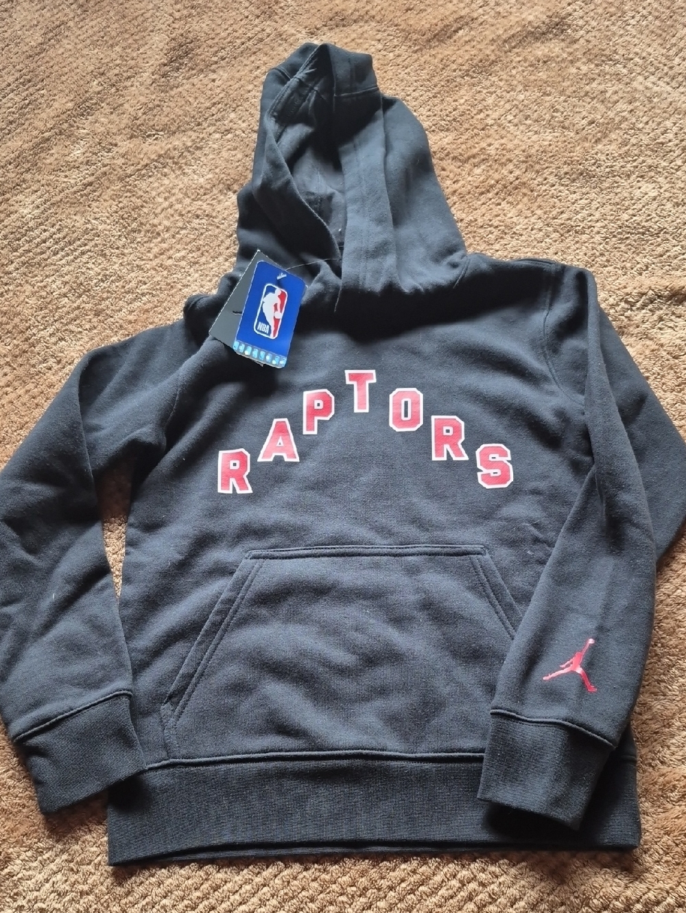 Jordan Black Kids Raptors Pullover Hoodie with Red Lettering